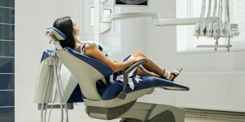 Dental patient in treatment chair