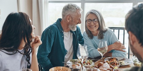 people talking during dinner