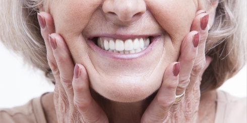 Woman showing off flawless smile