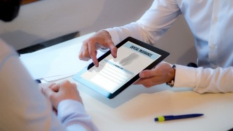 Dental insurance forms on tablet computer