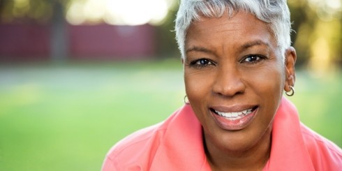 Woman enjoying the benefits of dentures