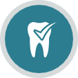 Animated tooth with checkmark representing preventive dentistry